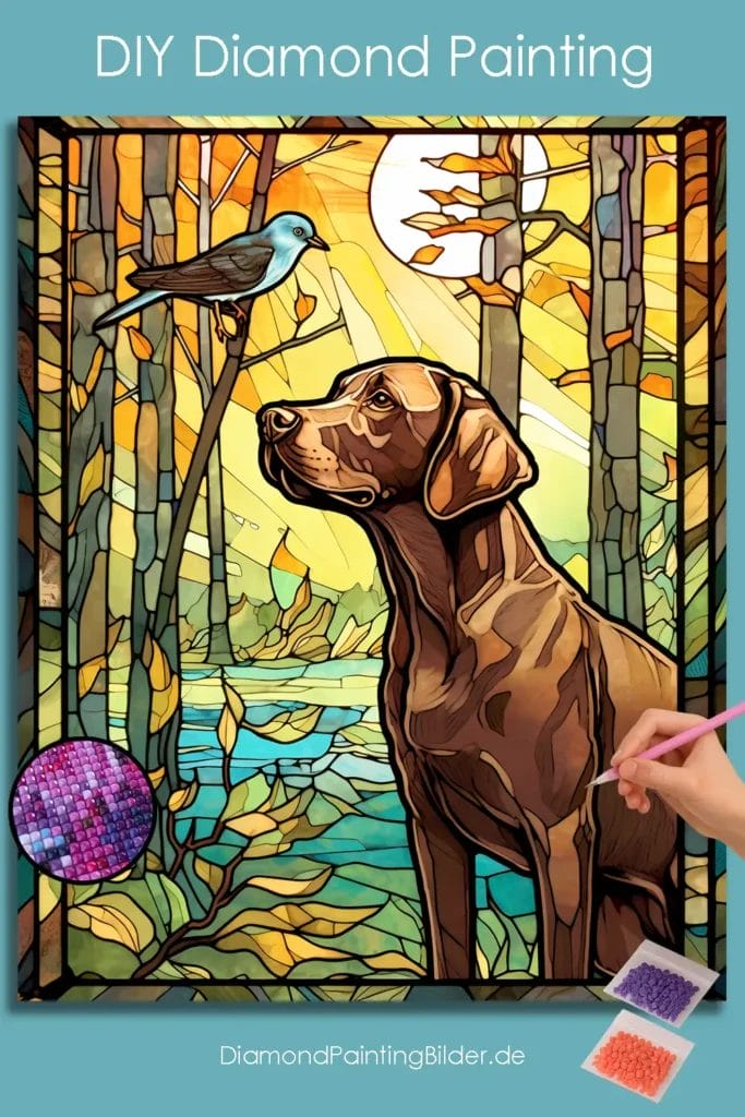 Dog and Bird Stained Glass