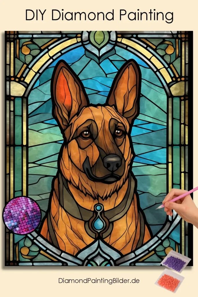 German Shepherds Stained Glass