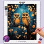 Owls in Starry Fall Night