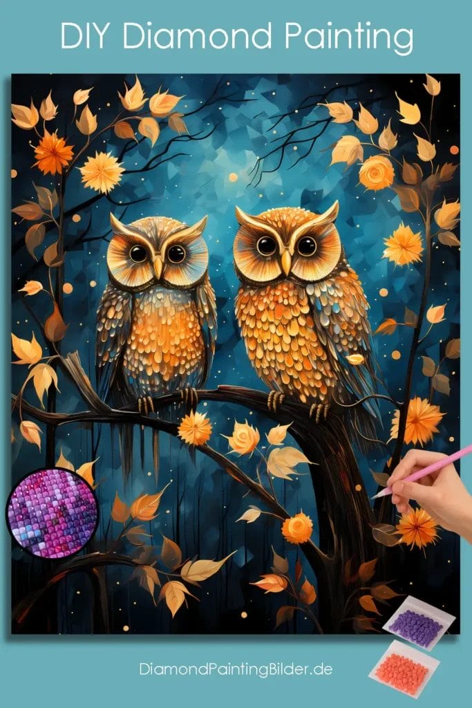 Owls in Starry Fall Night