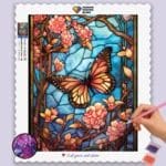 Butterfly and Flowers Stained Glass