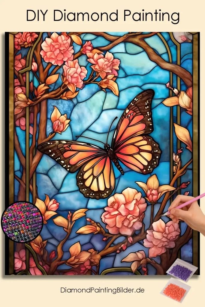 Butterfly and Flowers Stained Glass