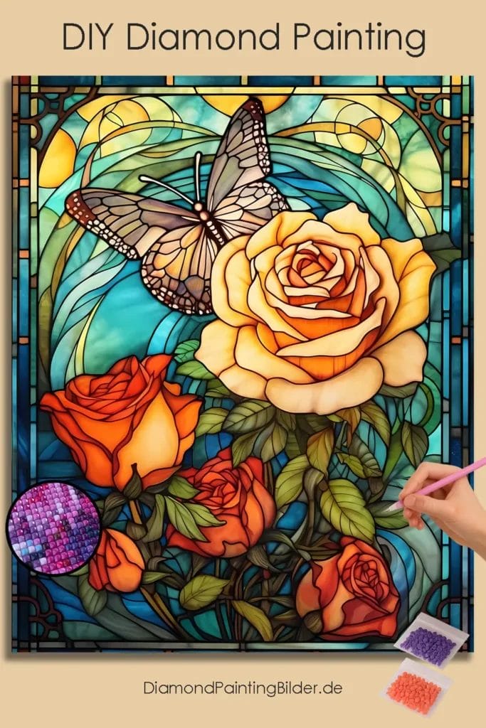 Rose and Butterfly Stained Glass