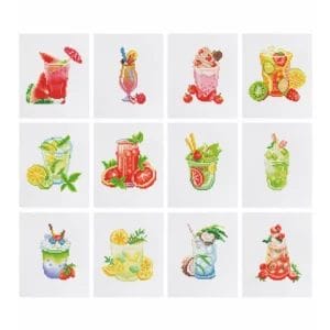 Sommerliche Fruchtdrinks - Mini Diamond Painting (12er-Set)