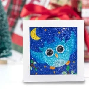 Blaue Nachteule im Flug - Diamond Painting für Kinder